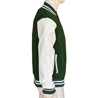 Jaket Varsity Wol Hijau Putih dengan Pola Kamuflase dan Lengan Kulit untuk Olahraga dan Pakaian Kasual dengan Harga Grosir