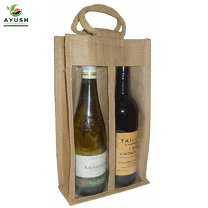 Sac porte-bouteille en jute avec design et taille personnalisés, sacs pour offrir en cadeau et emballer - Product Image 5