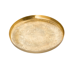 Round Shape Brass Handmade Serving Tray With High Quality For Srving Food Home <b>Living</b> <b>Room</b> Modern Tabletop Vase Large - Product Image 1
