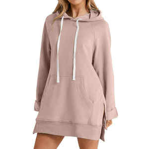 เสื้อสเวตเตอร์ตัวยาวแบบสวมหัวสำหรับผู้หญิงเสื้อมีฮู้ดทรงยาวโอเวอร์ไซส์สำหรับฤดูหนาว - Product Image 2