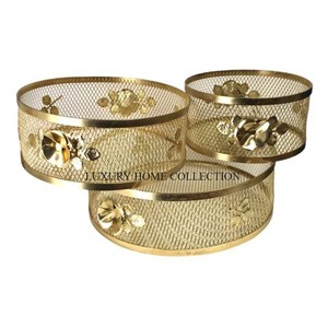 New Look Iron Fruits and <b>Bread</b> <b>Basket</b> & Intricate Design Golden Polished Finished Elements to Complement Rustic Home Decor Theme - Product Image 1
