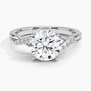 แหวนหมั้นเพชรรัศมีทรงกลมตัดใน10/14/18 KT ของสะสมทองคำอย่างหรูหรา - Product Image 4