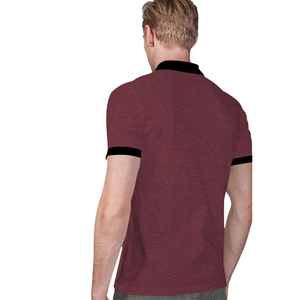 Camisa Polo Marrón para Hombre con Cuello y Puños Negros, Ropa Casual Elegante, Tejido de Algodón Cómodo para Uso Diario - Product Image 3