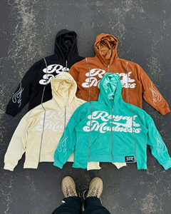 Sudaderas con capucha personalizadas para hombre, tres cremalleras, parche de peso pesado, línea de satén, apliques bordados, estampado 3D, sudadera térmica con capucha de 500g/m² - Product Image 5