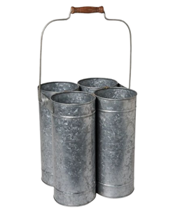 Farmhouse Galvanized Metal Caddy Indoor Outdoor Picnic <b>Utensil</b> <b>Holder</b> Multipurpose Storage Caddy Rustic <b>Kitchen</b> - Product Image 5