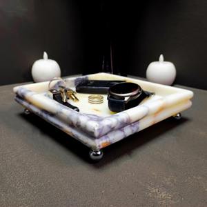 Plateau en marbre de créateur de couleur douce avec finition élégante, idéal pour l'organisation de la décoration de vanité et l'affichage de table moderne - Product Image 5