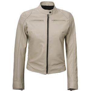 แจ็คเก็ตหนังมาตรฐานสำหรับผู้หญิง ระบายอากาศได้ดี สไตล์ไม่ซ้ำใคร ซิปด้านหน้า คอตั้ง แขนยาว ลุคสบายๆ มีกระเป๋าข้าง - Product Image 1