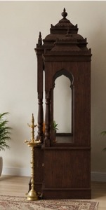 Big Size Traditional Modern Swaminarayan Temple <b>Mandir</b> Classic Carved Teak Wood Waterproof Dark Brown Handcrafted Hindu Puja USA - Product Image 4