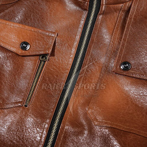 2025 haute qualité en cuir véritable hommes veste col montant avant Logo personnalisé couleur Design coupe-vent respirant Style Vintage - Product Image 3