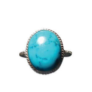 แหวนเงินสไตล์โบฮีเมียนทำมือดีไซน์คลาสสิกเครื่องประดับเงินสเตอร์ลิงสีน้ำเงินเทอร์ควอยซ์ทำมือดีไซน์ทันสมัย - Product Image 1