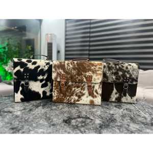 Cowhide Laptop/<b>Briefcase</b> Hand Bag Luxury Vintage Classic Cow Leather Soft Hard Bag Zipper Waterproof for Office Business Use - Product Image 4