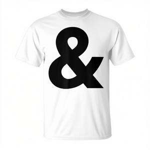 T-shirt con simbolo Ampersand, bianca, girocollo grande, design promozionale unisex - Product Image 2