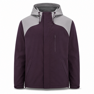 Chaqueta Cortavientos con Capucha para Hombre, Color Gris Ciruela, Ligera, Resistente al Agua, de Poliéster y Spandex, Diseño Colorblock, MOQ Bajo, para Senderismo - Product Image 1