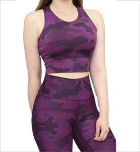 Camo Printed High Waist Pants Set Ribbed Fitness Yoga Wear Women Gym Seamless Tie Dye Crop <b>Top</b> two Pieces Set Sexy Club Floral - Product Image 5