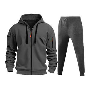 Survêtements tactiques pour hommes 2 pièces sweats à capuche et pantalons de survêtement en polaire à fermeture éclair ensembles Sport athlétique survêtement décontracté - Product Image 3