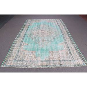 Alfombra Grande Vintage, Alfombra Turca de 6.3x9.5 pies, Alfombra de Lana Azul - Product Image 1