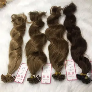 BEST SELLING Brown Color Double Drawn Remy Flat Keratin Tip Bond European Human Hair Keratin Hair Extensions