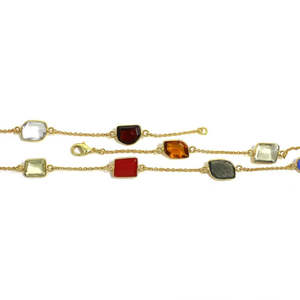 Collier ras du cou en plaqué or incrusté de pierres précieuses multiples - Product Image 1