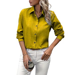 Camisa de trabajo con botones y manga larga con cuello para mujer, trabajo diario - Product Image 3