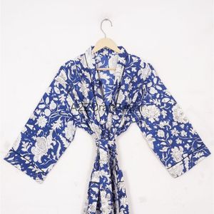 Hermoso estampado floral hermoso Kimono ropa de mujer vestido de dormir vestido largo hecho a mano traje de baño cómodo traje de noche - Product Image 3