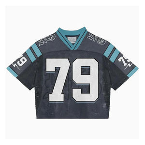 Maillot de football américain court en maille personnalisé, t-shirts en maille de football vintage coupe ample, chemises décontractées surdimensionnées en gros - Product Image 5