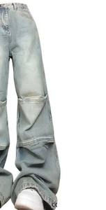 Jeans de Mezclilla para Mujer, Cintura Media, Casuales, Oscuros, Transpirables, Lavado de Color, Corte Holgado, Estilo Urbano, Alta Calidad, Y2K, Verano, Vintage - Product Image 5