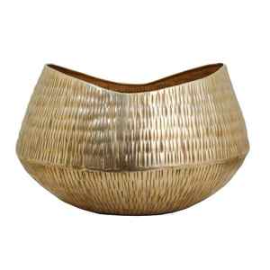 Jardinière suspendue en métal moderne avec finition dorée et design martelé parfait pour l'affichage et la décoration de fleurs élégantes - Product Image 3