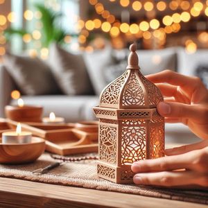 Elegante decoración de Ramadán de madera con tallas intrincadas diseñadas para hogares, mezquitas y reuniones familiares festivas - Product Image 3