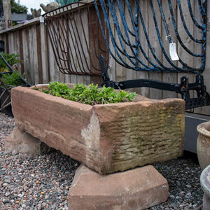 Décoration de jardin extérieure européenne : Bac à plantes en pierre de granit et pierre calcaire, style ancien lavabo - Product Image 4