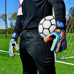 Gants de gardien de but professionnels en cuir de haute qualité, ajustement confortable, paume respirante, antidérapante, fermeture auto-agrippante complète - Product Image 5