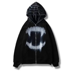 Sudadera con capucha Unisex de alta calidad, gráfico de secado rápido, estilo de moda, sudaderas con capucha Vintage de gran tamaño con diamantes de imitación en blanco para hombres - Product Image 2