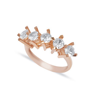 Anillo de compromiso de Plata de Ley 925 delicado claro CZ de cinco piedras, venta al por mayor, joyería de plata de ley 925 hecha a mano - Product Image 5