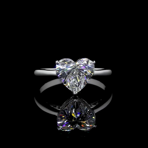 Anillo de diamante en forma de corazón certificado CVD en oro blanco de 10K 14K 18K Solitario DE BODA creado en laboratorio - Product Image 1