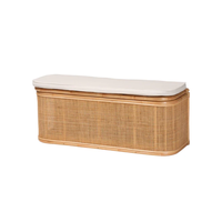 Vente en gros Banc de rangement bohème en rotin naturel Banc pouf de rangement pour entrée avec coussin du Vietnam