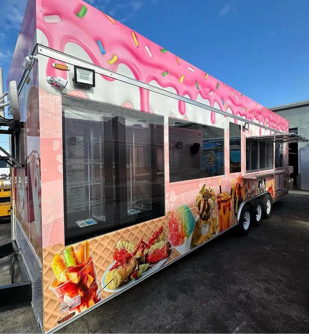 Camion di cibo Mobile rimorchio Pizza cane su misura chiave di alimentazione lunga imballaggio all'aperto camion di cibo per la vendita a florida usa