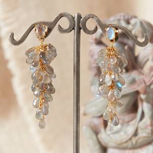 Elegante gris labradorita piedra preciosa estilo uva pendiente de plata pendiente terminado diseños únicos para niñas accesorios de fiesta - Product Image 1