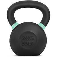 Kettlebell en fonte massif KUNGFU, revêtement poudré noir, 2-48 kg, pour musculation, vente en gros directe usine Chine, modèle moderne