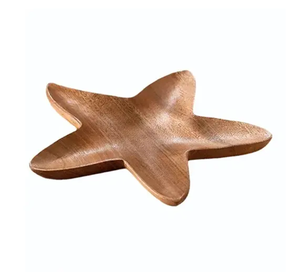 Plateau décoratif en bois au look élégant Assiette de service en bois massif de qualité exclusive Forme de lune de fabrication en Inde - Product Image 4