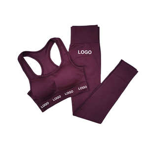 Kivotech Comprar logotipo personalizado caliente Color sólido moda ropa deportiva Yoga deportes gimnasio ropa Fitness mujeres Yoga Fitness 2 piezas conjunto - Product Image 4