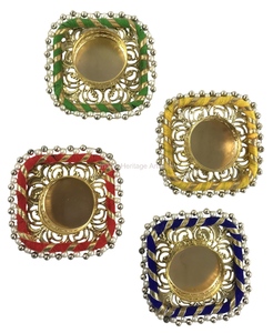 ลูกปัดสีทองสีขาวแฮนด์เมดที่ใส่ชาอินเดีย T ดีไซน์ในร่ม/กลางแจ้งสำนักงานตกแต่งบ้านเทศกาลดิวาลิงานแต่งงานงาน OEM โลหะ - Product Image 5