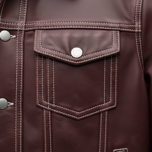 PREMIUM <b>MEN'S</b> BROWN GENUINE <b>LEATHER</b> TRUCKER <b>JACKET</b> WITH BUTTON FRONT FLAP POCKETS CLASSIC CASUAL OUTERWEAR - Product Image 5