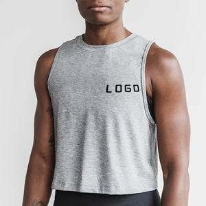 Nueva llegada Color sólido 100% poliéster Crop Tank Top logotipo personalizado entrenamiento Tank Top mujeres gran oferta nuevos diseños - Product Image 5