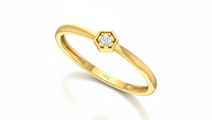 แหวนเพชรทรงหกเหลี่ยมแบบเรียบง่ายซ้อนกันได้สำหรับผู้หญิง - Product Image 4