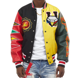 Blouson universitaire en cuir de vachette personnalisé pour hommes hiver Street Style Letterman Baseball vestes laine coupe-vent tricoté - Product Image 1