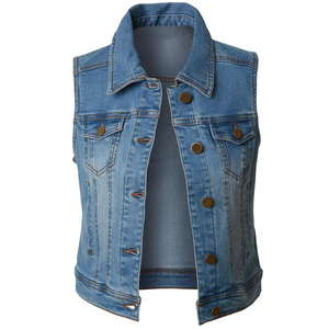 Gilet en jean unisexe pour homme et femme, nouveau design tendance, respirant, sans manches, veste de cow-boy, gilet en jean à capuche pour femme - Product Image 6
