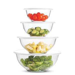 Set di 8 Ciotole in Vetro Borosilicato di Alta Qualità con Coperchi, Ciotole per Insalata Ecologiche Personalizzabili per Feste - Product Image 1