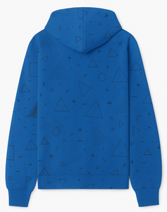 Sudadera con capucha con estampado geométrico azul, jersey de calle de moda con triángulo abstracto y patrón de círculo, tela de lana suave - Product Image 2