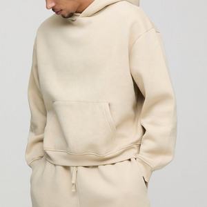 Chándal holgado de gran tamaño en blanco de lana pesada para hombre, chándal de pierna recta, conjunto de pantalones de chándal y Sudadera con capucha de fondo abierto - Product Image 3