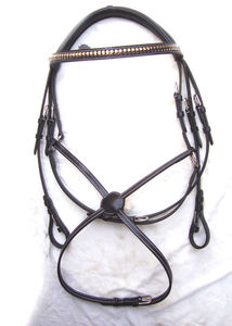 Ensemble de demi-muserolle et bride à mors de qualité supérieure, excellent pour l'équitation, prix de gros en cuir durable - Product Image 4