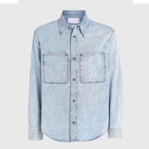 Veste en jean en coton de grande taille pour hommes, style décontracté, chemise en jean à la mode, couleur bleue unie - Product Image 5